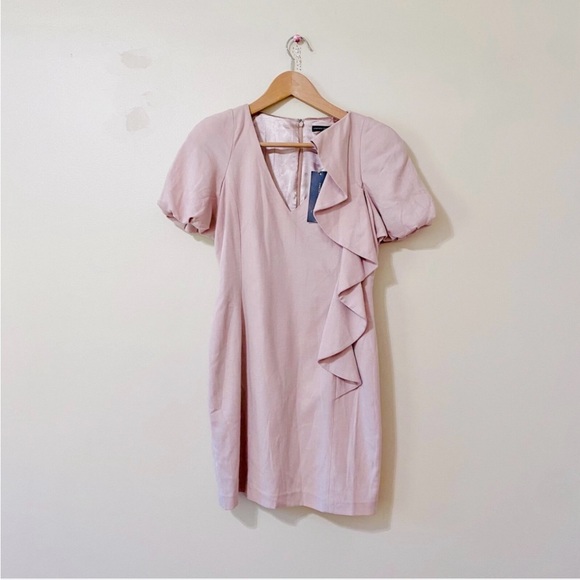 NWT French Connection Ruffle Dress Short Sleeve Puff Shoulder Dress - Picture 1 of 3